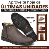 Kit Bota Zavu Casual Ortopédico Masculino de Couro Legítimo + 3 BRINDES: Cinto, Boné e Carteira